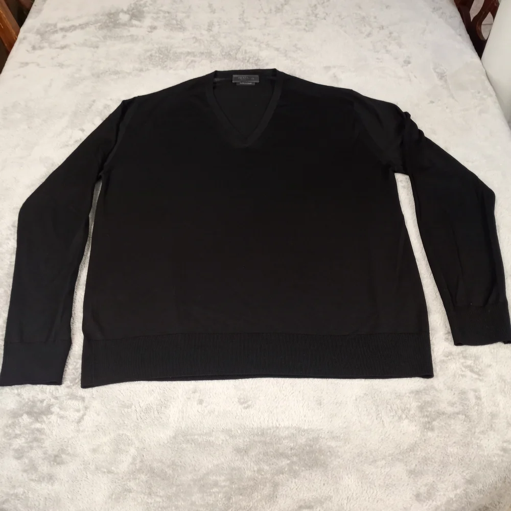 PRADA Women's navy wool long sleeve V-neck classic sweater IT48 small - Picture 1 of 16